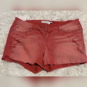 TORRID Distressed Stretch Raw Hem Women's Salmon Denim Shorts Sz. 18